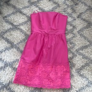 Vineyard Vines Fish Eyelet Pink Strapless Dress